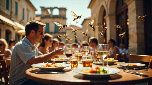 Guêpes en terrasse : comment les restaurateurs nîmois sauvent leur service d&rsquo;été (2026)